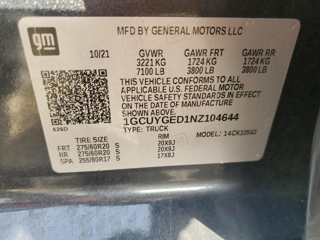 2022 CHEVROLET SILVERADO - 1GCUYGED1NZ104644