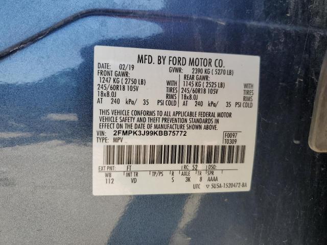 2019 FORD EDGE SEL - 2FMPK3J99KBB75772