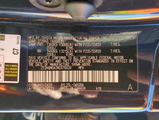 2022 LEXUS RX 450H 2T2HGMDA2NC076630