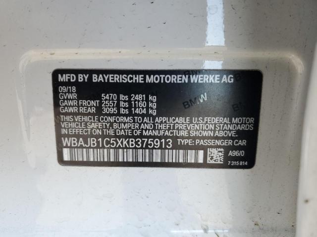 VIN WBAJB1C5XKB375913 2019 BMW 5 SERIES no.12