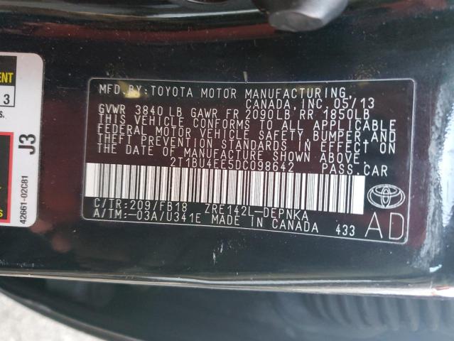 VIN 2T1BU4EE5DC098642 2013 TOYOTA COROLLA no.12