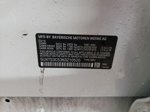 2019 BMW X3 XDRIVEM - 5UXTS3C53K0Z10520