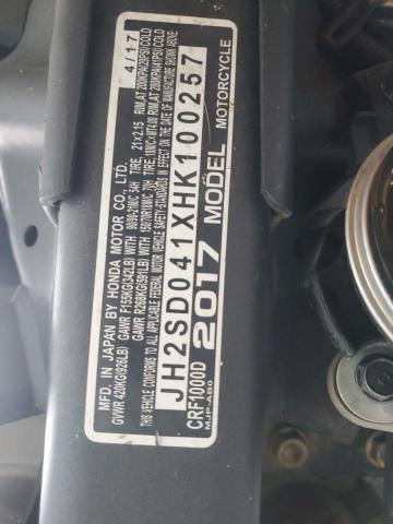 2017 HONDA CRF1000 JH2SD041XHK100257
