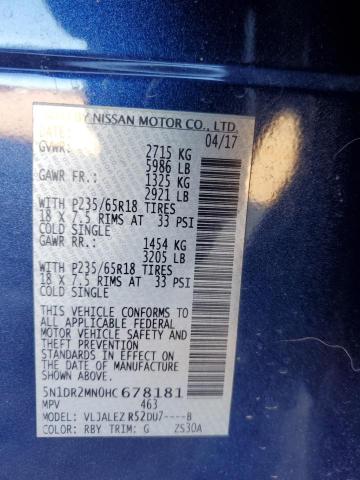 2017 NISSAN PATHFINDER - 5N1DR2MN0HC678181