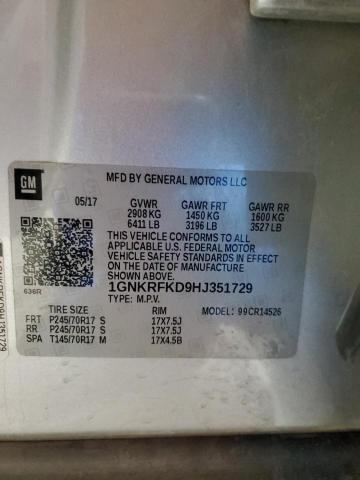 2017 CHEVROLET TRAVERSE L - 1GNKRFKD9HJ351729