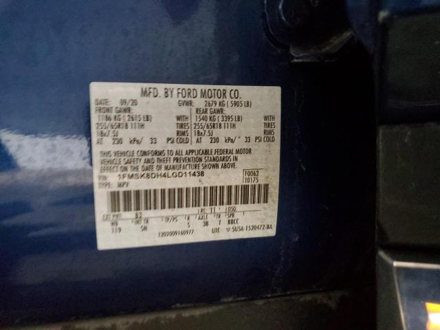 2020 FORD EXPLORER X - 1FMSK8DH4LGD11438