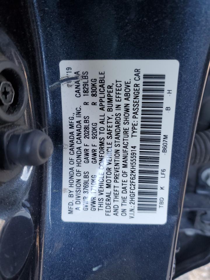 Lot #3028570921 2019 HONDA CIVIC LX