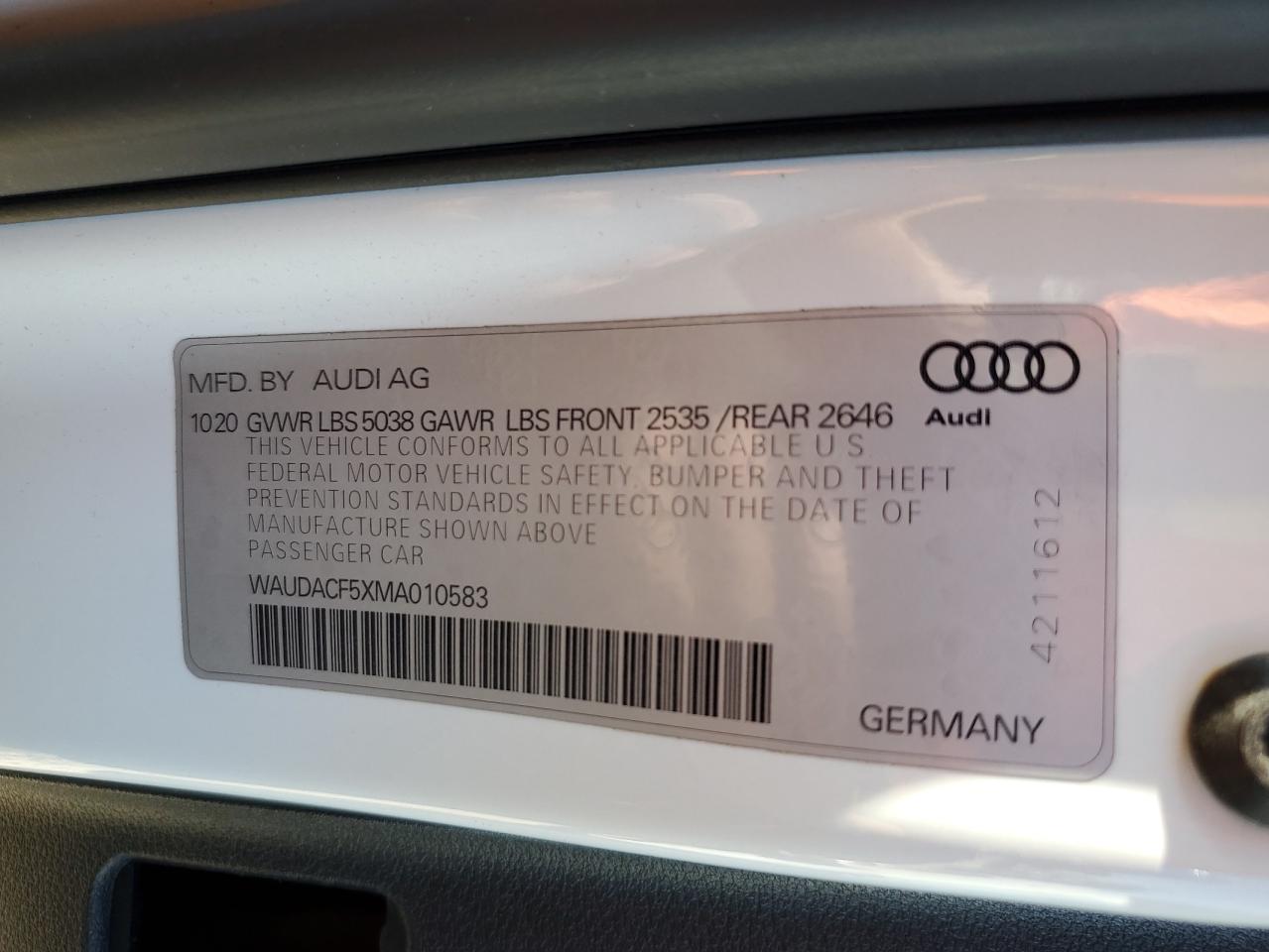 Lot #3026222293 2021 AUDI A5 PREMIUM