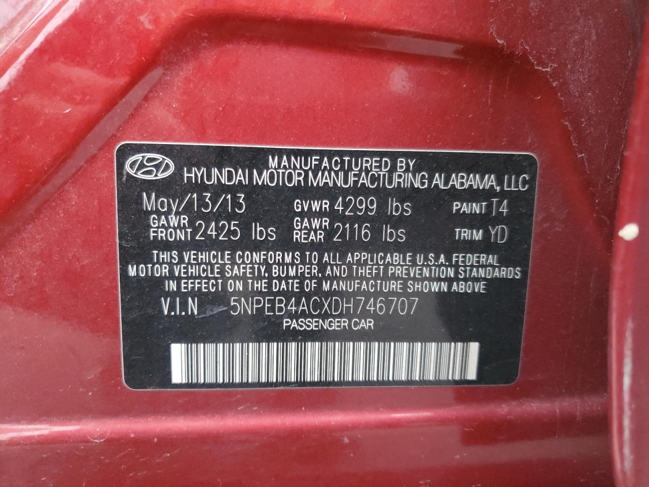 Lot #3028667340 2013 HYUNDAI SONATA GLS