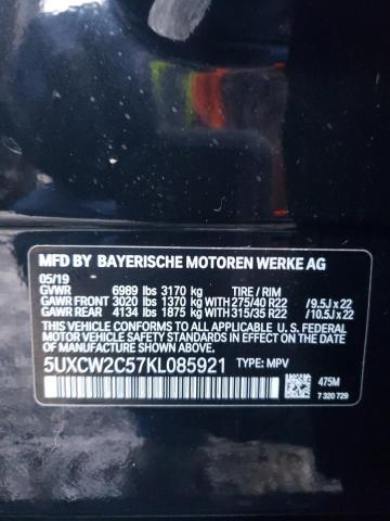 VIN 5UXCW2C57KL085921 2019 BMW X7 no.12