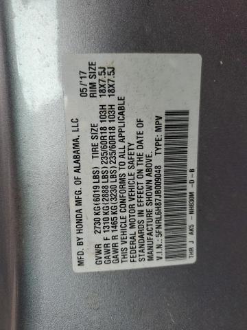 2018 HONDA ODYSSEY TO - 5FNRL6H87JB009048