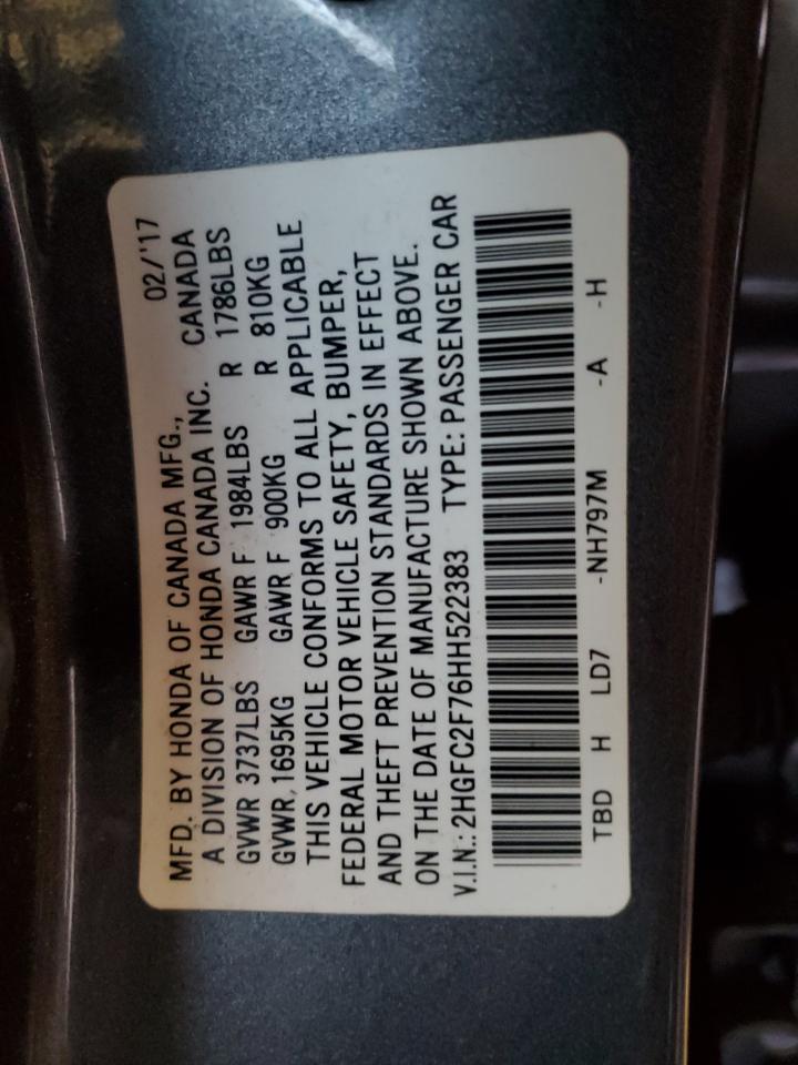 Lot #3030541471 2017 HONDA CIVIC EX