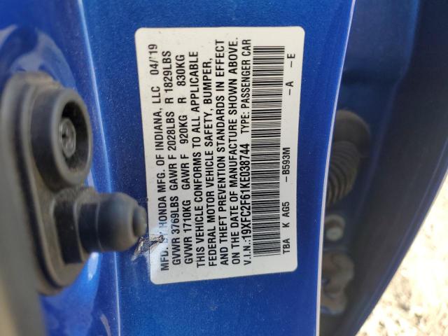 2019 HONDA CIVIC LX - 19XFC2F61KE038744