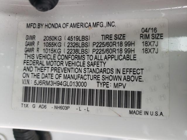 2016 HONDA CR-V TOURI - 5J6RM3H94GL013000