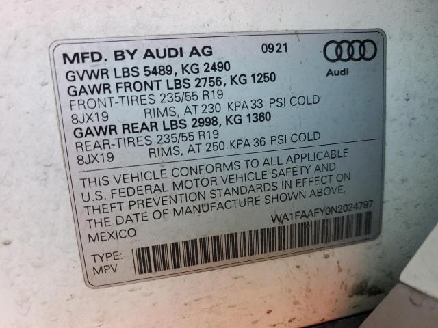 2022 AUDI Q5 PRESTIG WA1FAAFY0N2024797