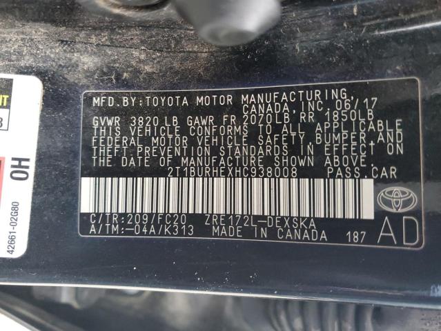 2017 TOYOTA COROLLA L - 2T1BURHEXHC938008