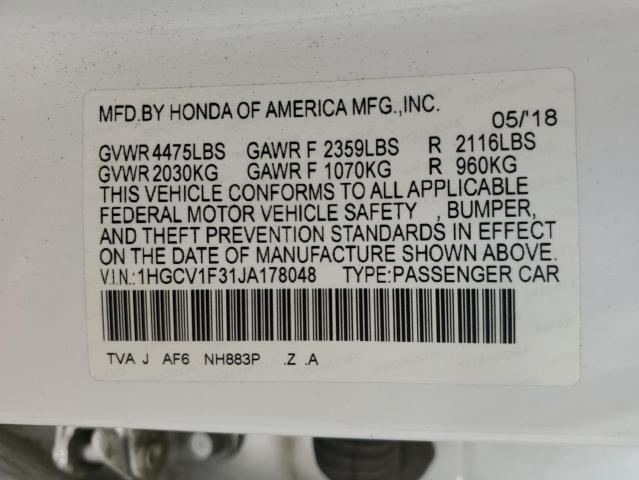 VIN 1HGCV1F31JA178048 2018 HONDA ACCORD no.12