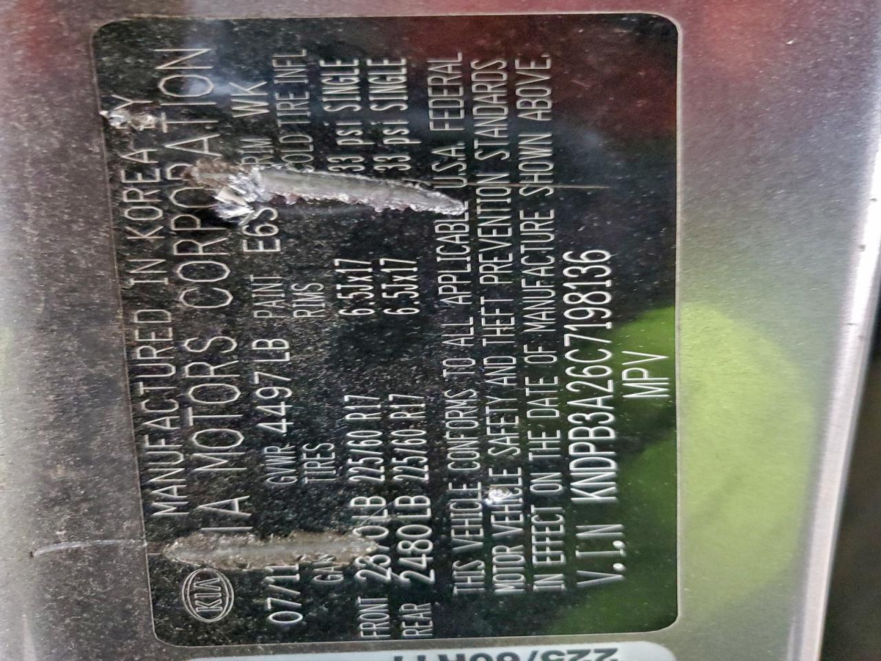 Lot #3301809399 2012 KIA SPORTAGE B