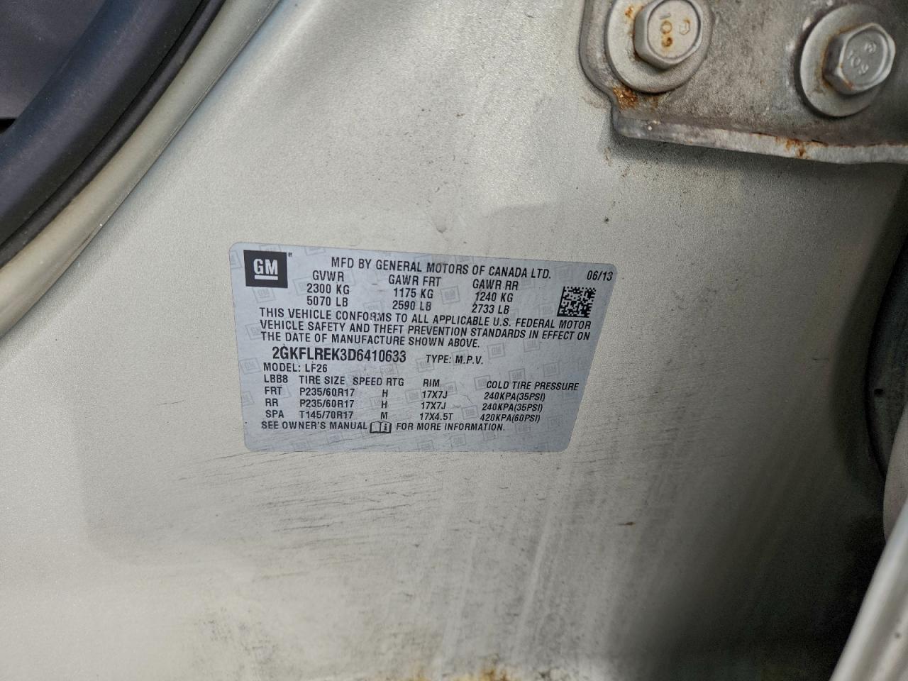 Lot #3318879917 2013 GMC TERRAIN SL