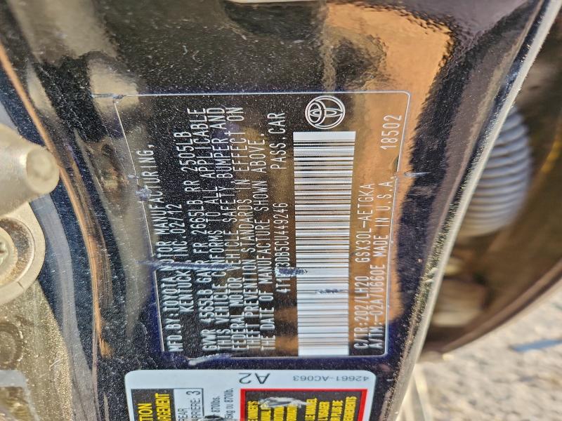 2012 TOYOTA AVALON BAS #3309343969