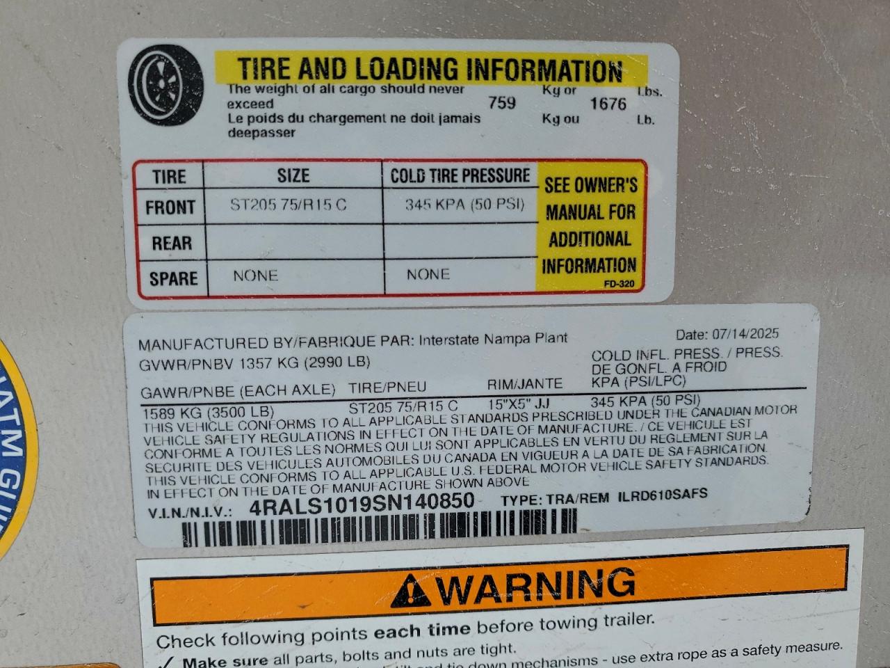 Lot #3317715068 2025 INTERSTATE UNKNOWN