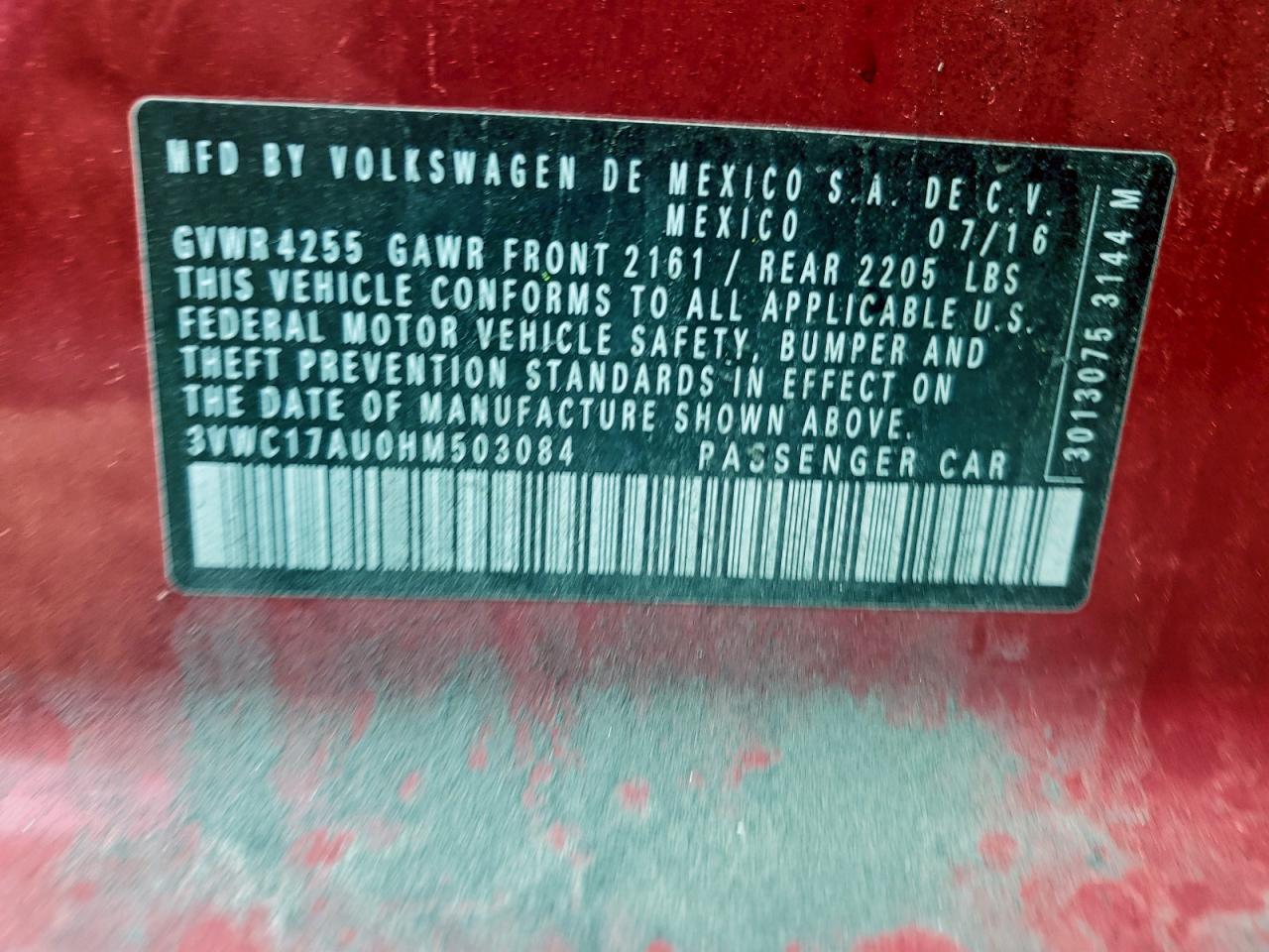 Lot #3309305621 2017 VOLKSWAGEN GOLF SPORT