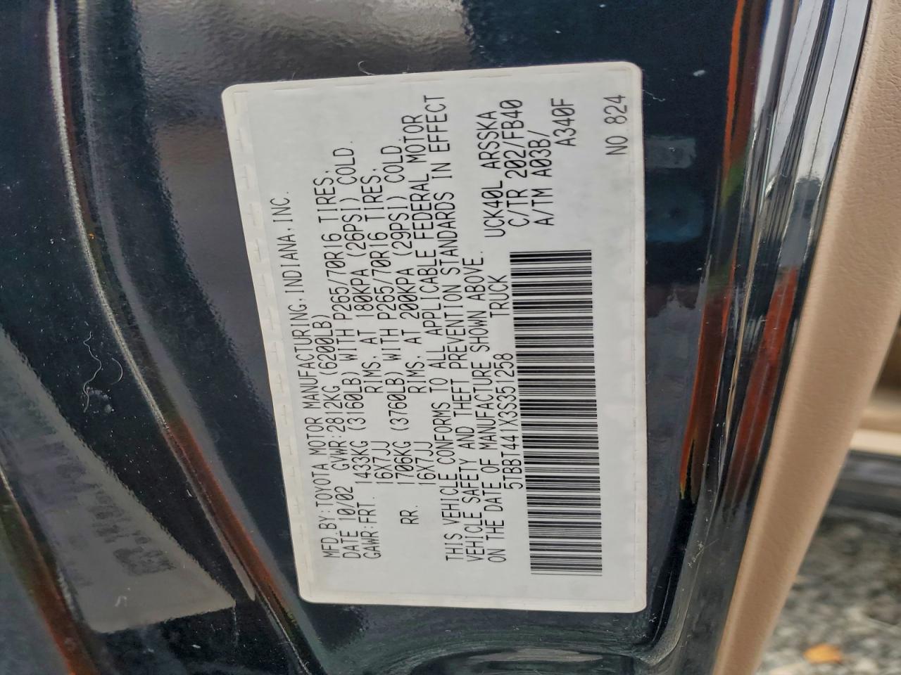 Lot #3301909473 2003 TOYOTA TUNDRA ACC