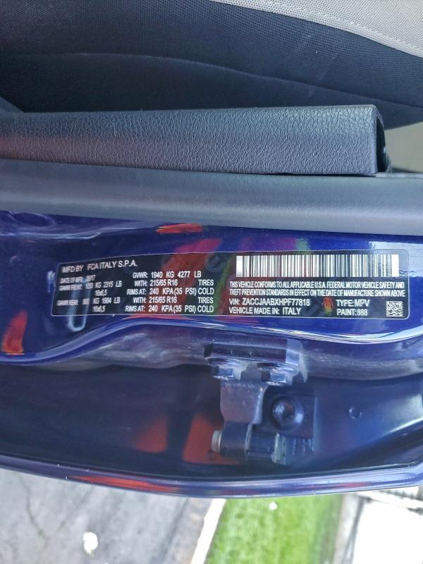 2017 JEEP RENEGADE S #3304684910