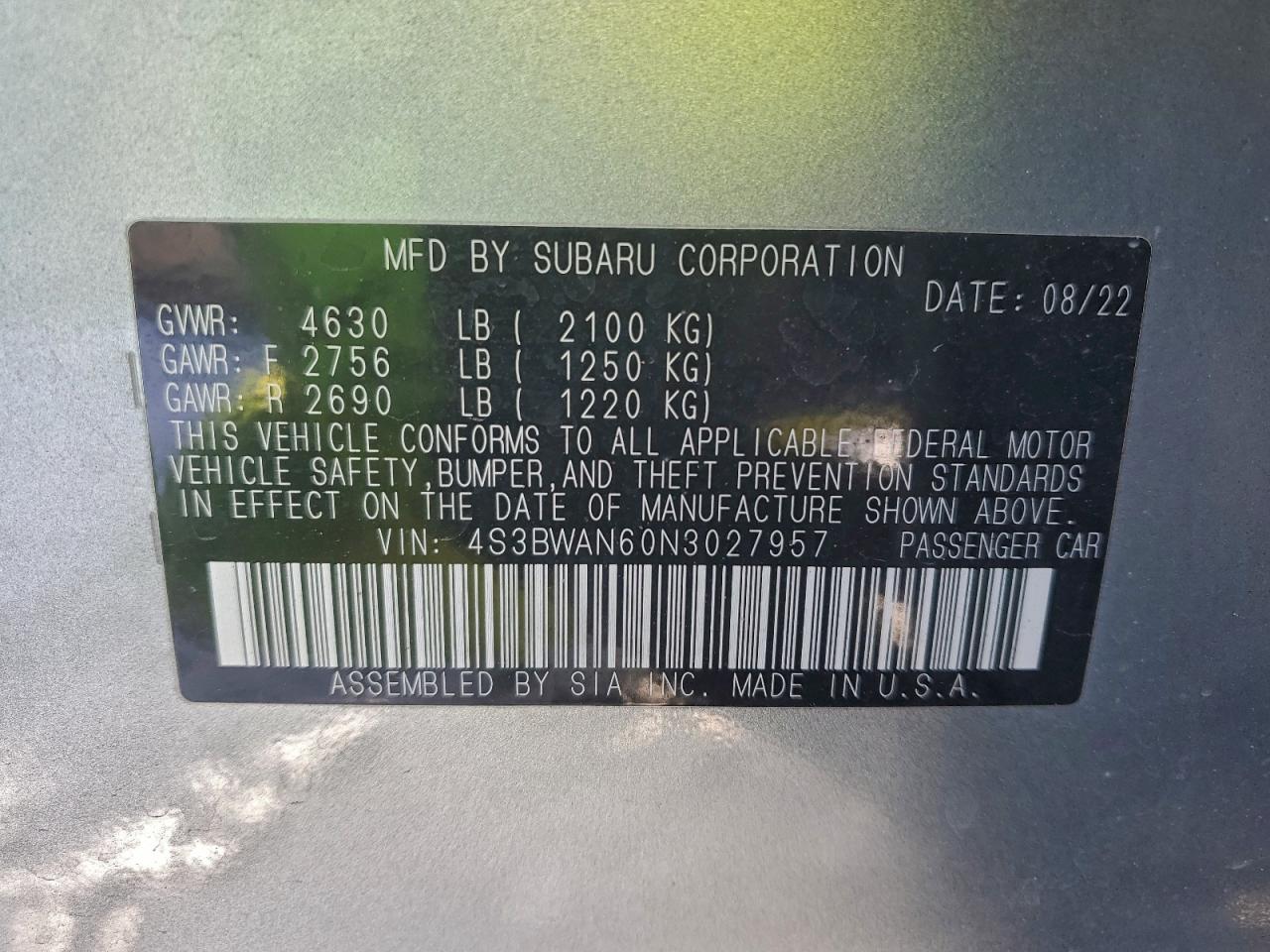 SUBARU LEGACY LIMITED