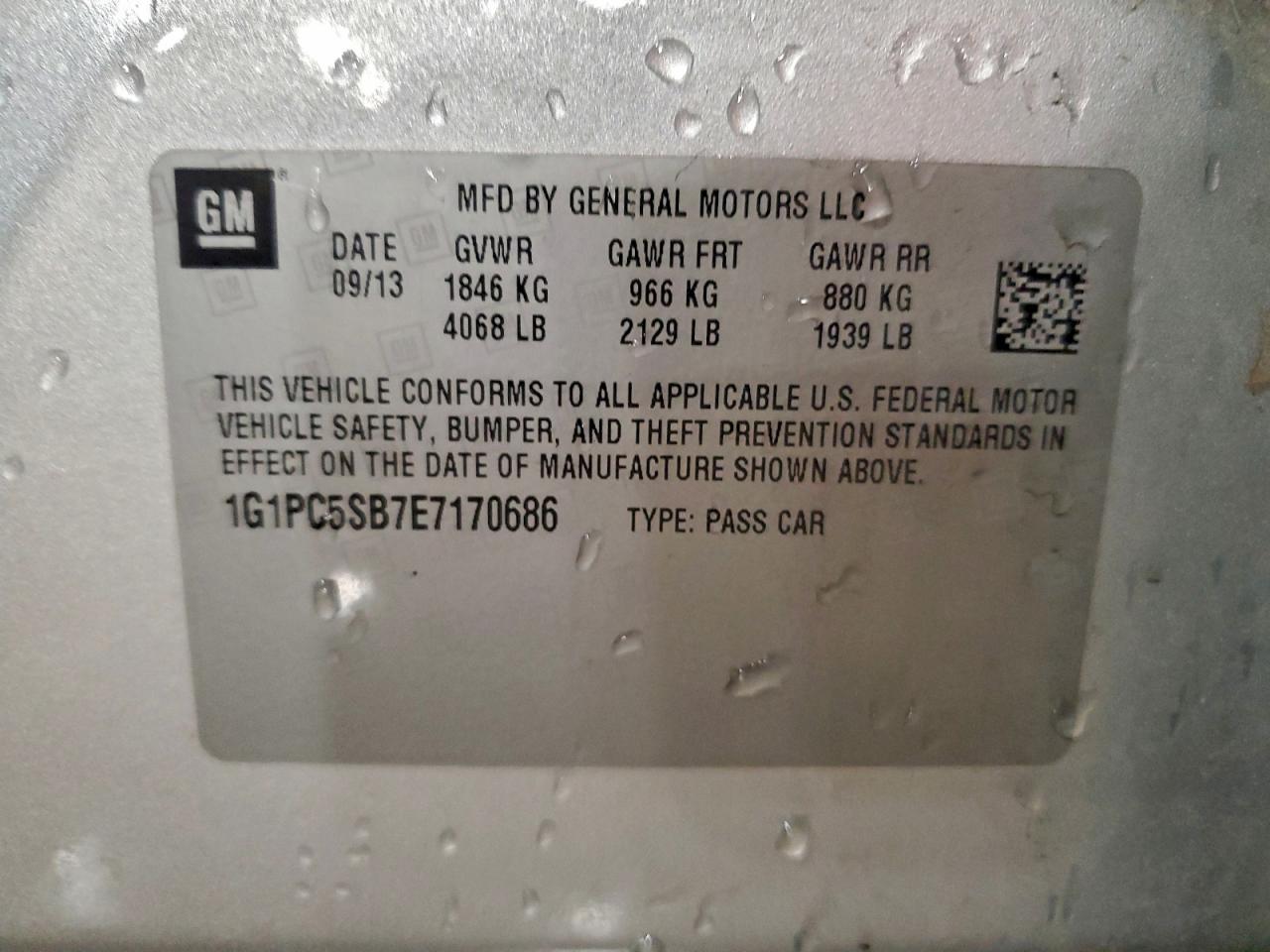 Lot #3308387284 2014 CHEVROLET CRUZE LT