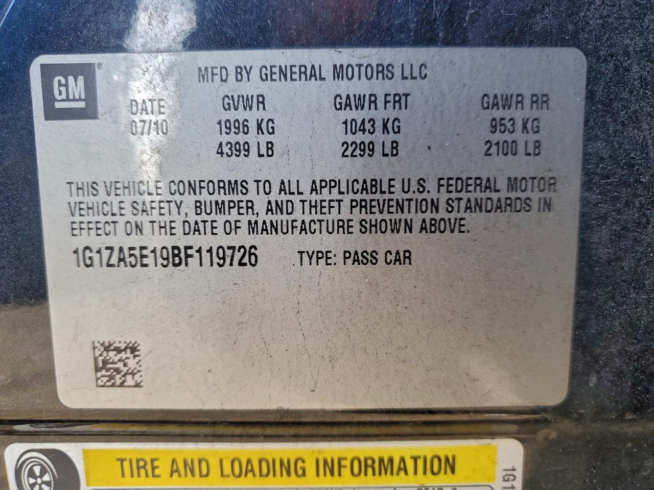 Lot #3312392128 2011 CHEVROLET MALIBU LS