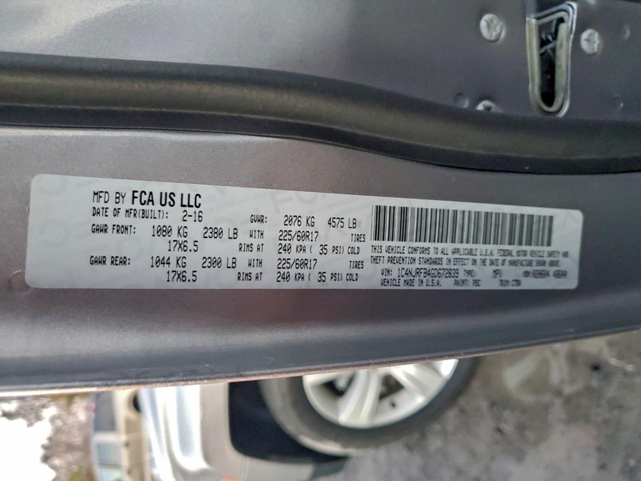 Lot #3311696276 2016 JEEP PATRIOT LA