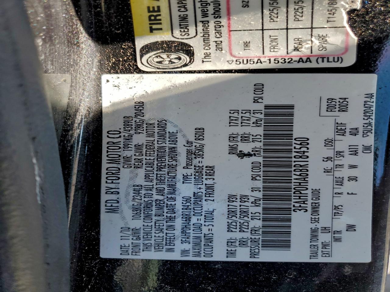 Lot #3302085133 2011 FORD FUSION SE