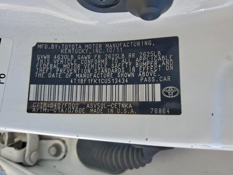 2012 TOYOTA CAMRY BASE #3302849901