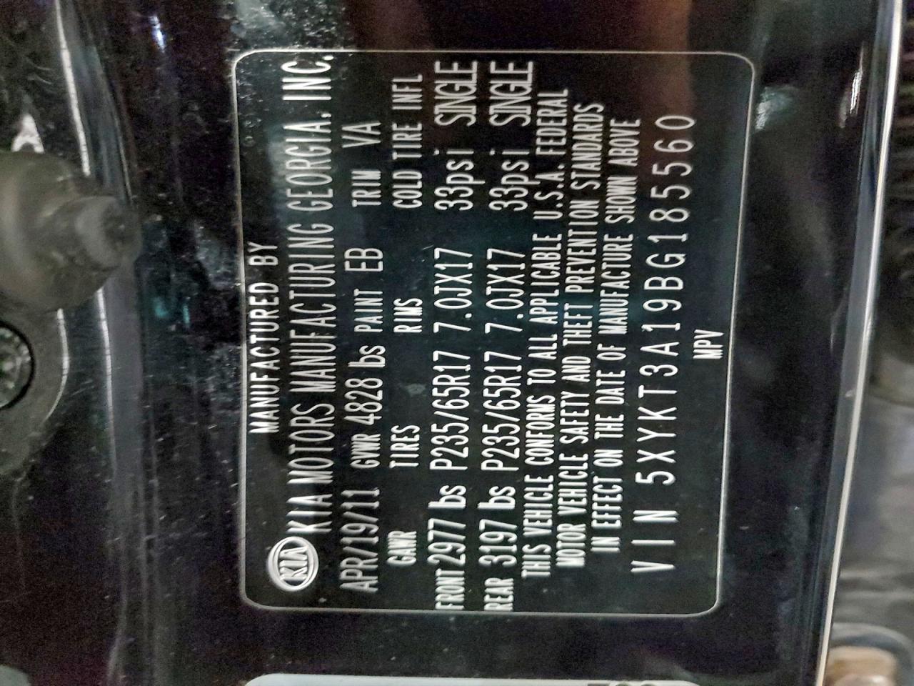 Lot #3317760087 2011 KIA SORENTO BA