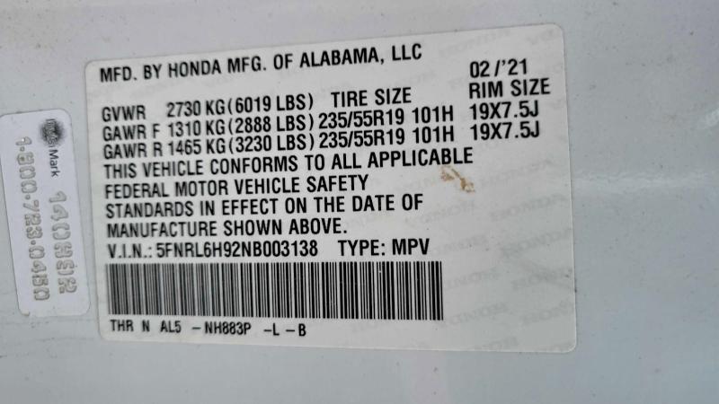 2022 HONDA ODYSSEY EL #3302663058