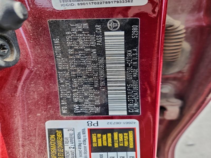 2017 TOYOTA CAMRY XSE #3305519062