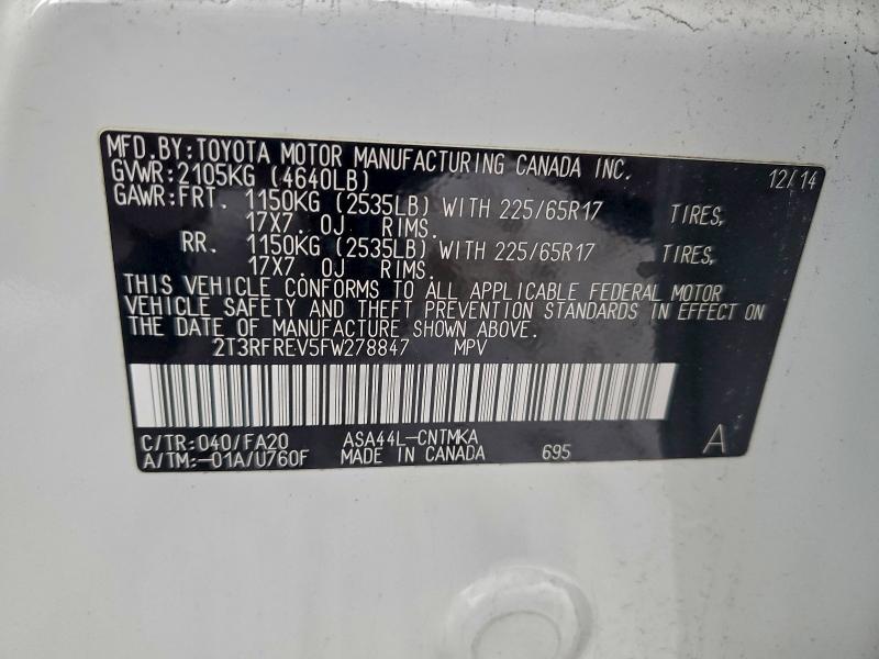 2015 TOYOTA RAV4 XLE #3305303368