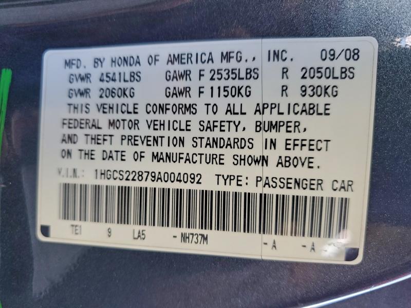 2009 HONDA ACCORD EXL #3318707955