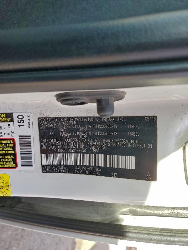 2016 TOYOTA SIENNA XLE #3311583776