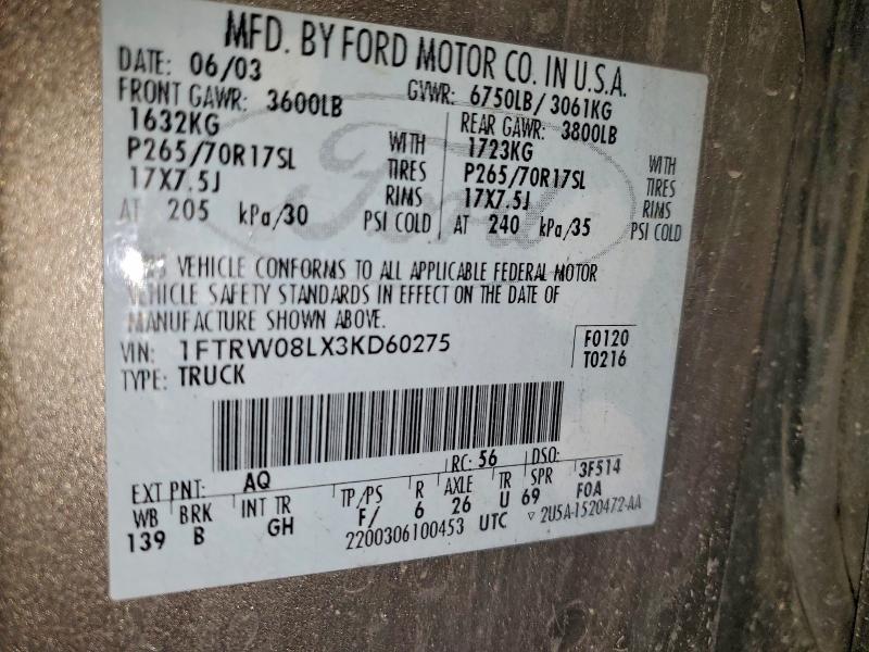 2003 FORD F150 SUPER #3302708078