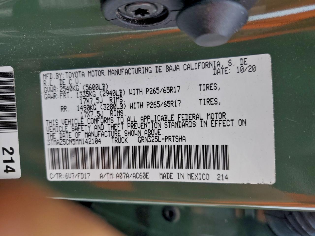 Lot #3309467591 2021 TOYOTA TACOMA DOU