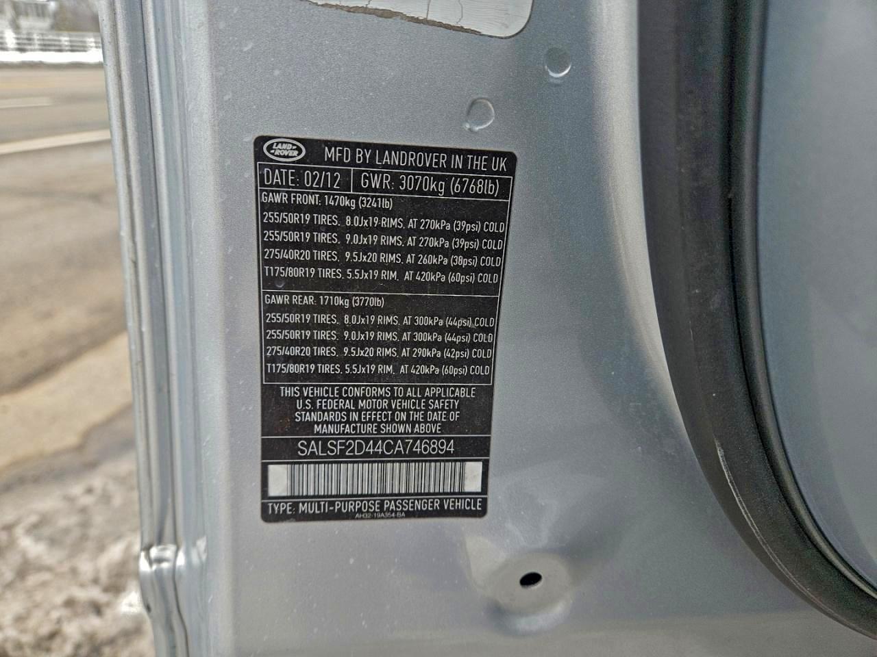 Lot #3308218218 2012 LAND ROVER RANGE ROVE