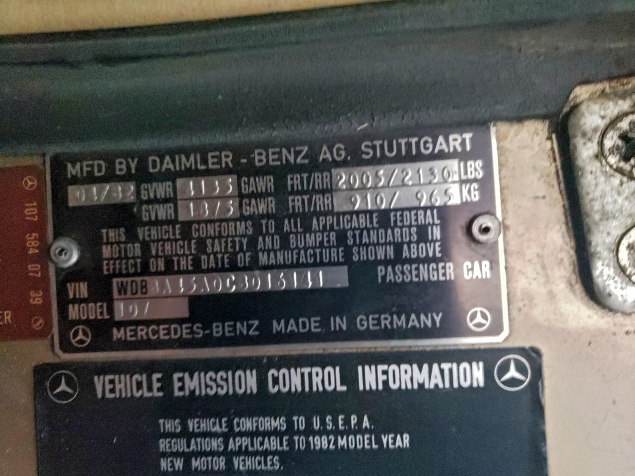 Lot #3316738403 1982 MERCEDES-BENZ 380 SL