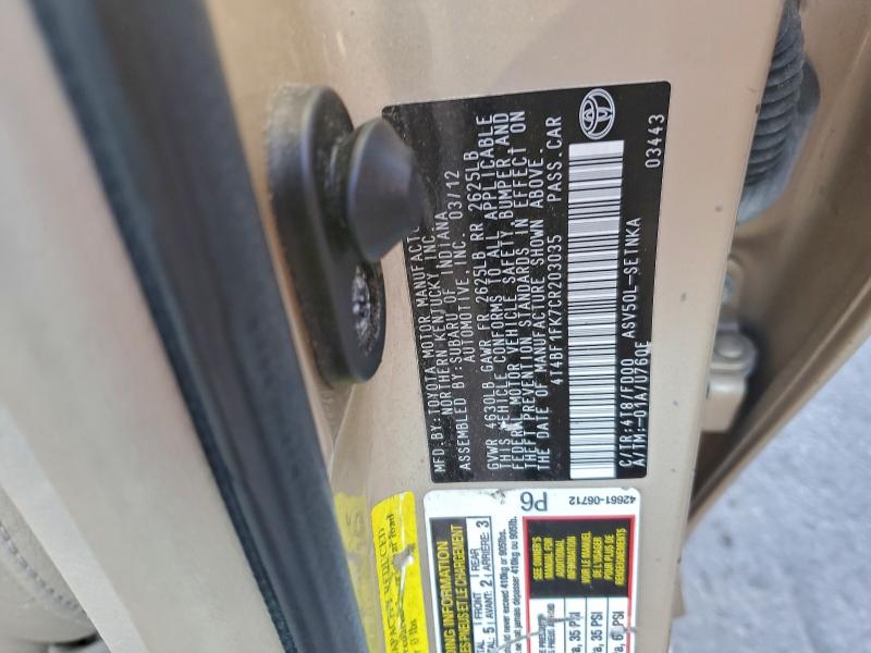 2012 TOYOTA CAMRY BASE #3303724487