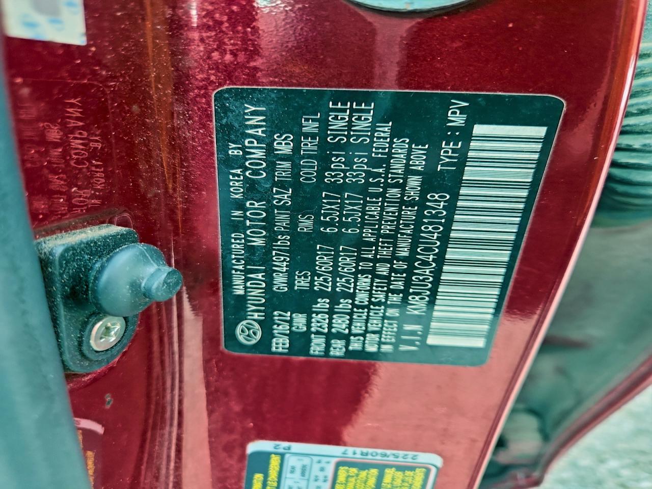 Lot #3311673278 2012 HYUNDAI TUCSON GLS