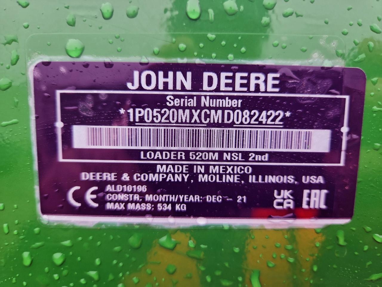 Lot #3312295770 2022 JOHN DEERE 520M