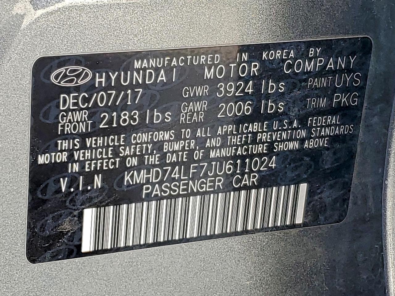 Lot #3319334996 2018 HYUNDAI ELANTRA