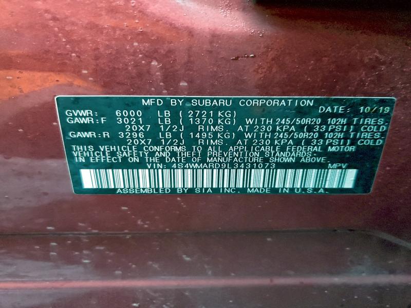 2020 SUBARU ASCENT TOU #3316081278