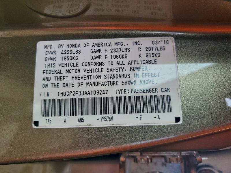 2010 HONDA ACCORD LX #3309156928